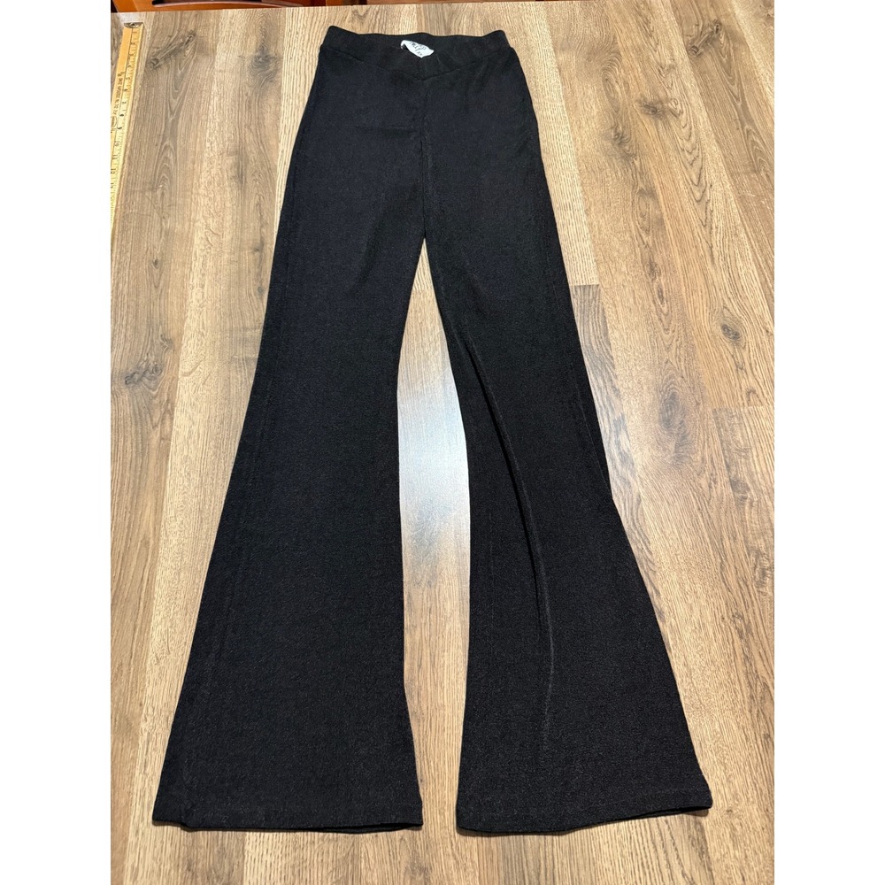 Princess Polly Pants Womens Size 4 Black Flare High Rise V Waistband Knit